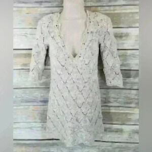 Pins & Needles Urban Outfitters cotton crocheted v neck sweater